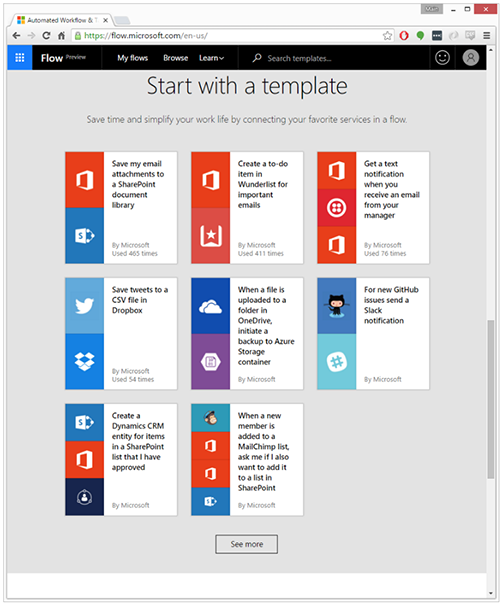 Microsoft Flow Templates looking very similar