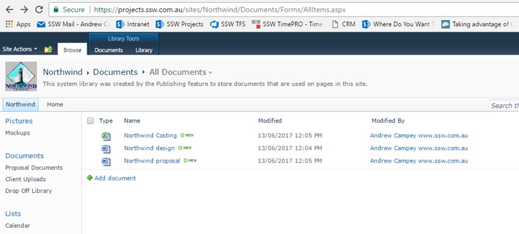 Figure: Old location for files - previously, we would access our files by going to the SharePoint website