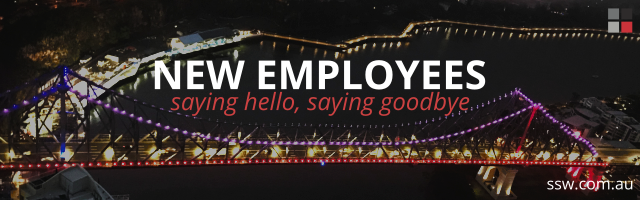 Banner: New employees - saying hello, saying goodbye