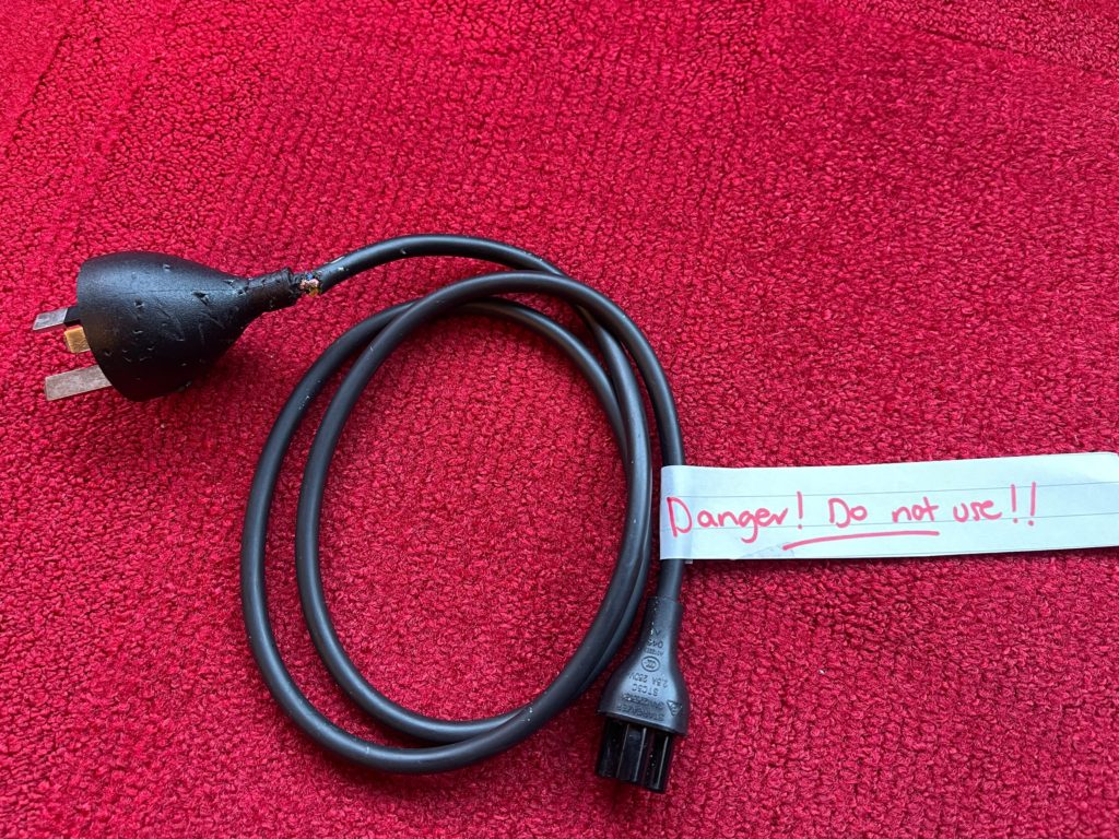 Danger - electrocuted by damaged cable