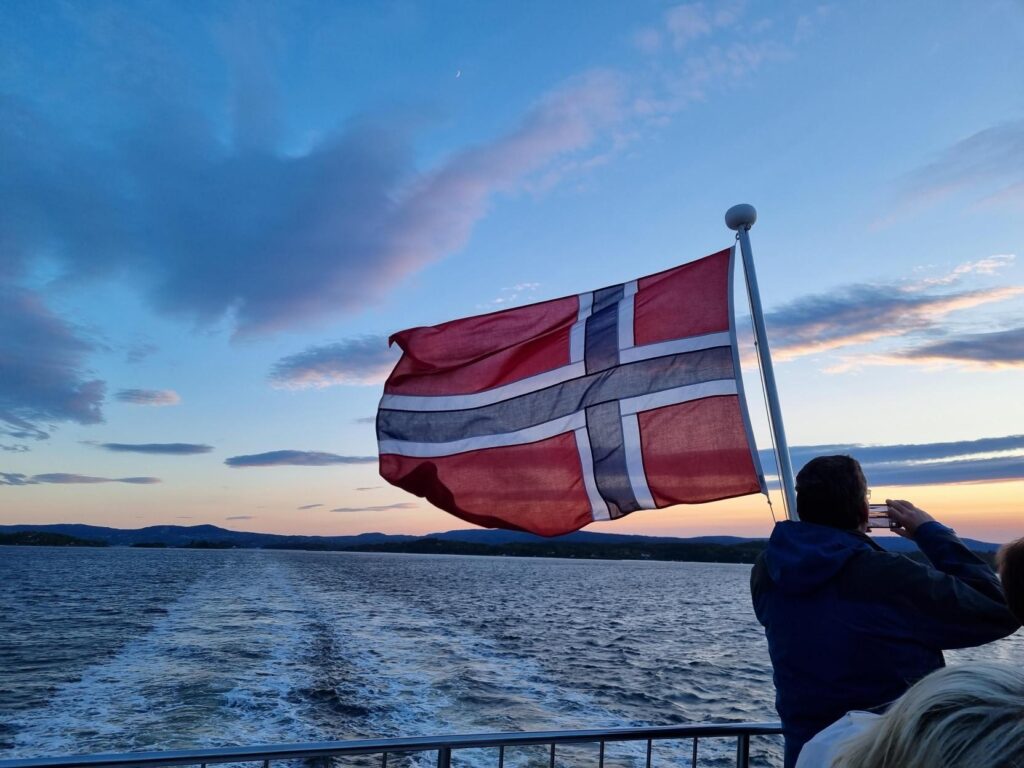 Norwegian flag on a boat 
