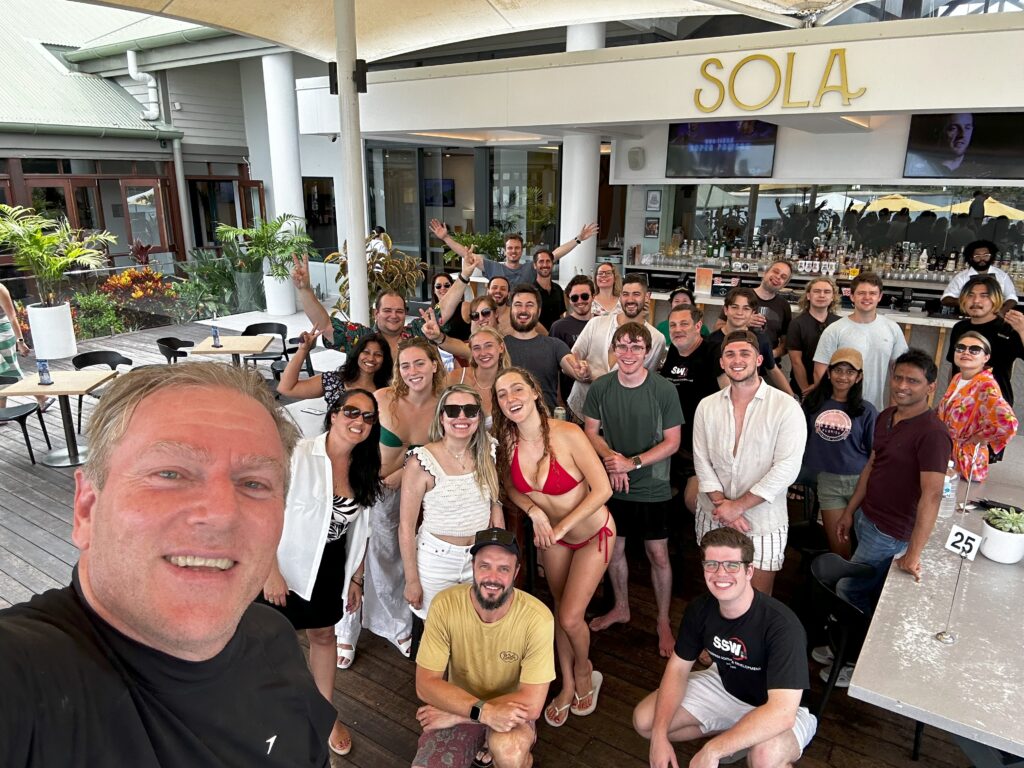 Group of people in front of a restaurant 