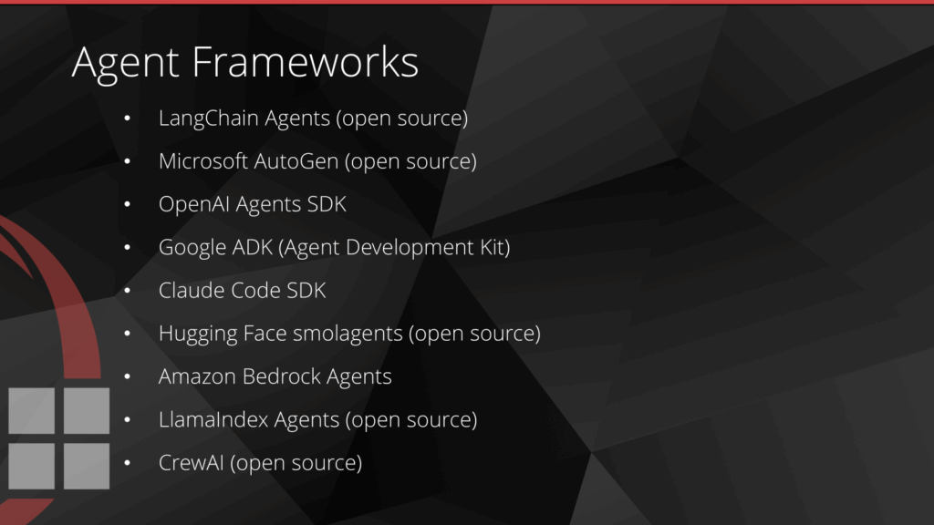 Slide showing what to use to develop agents